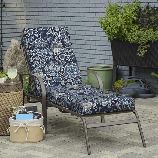 Amazon.com: Chaise Lounge Cushion Blue Floral Accent Design Patio