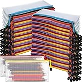 Harloon 150 Pack Pencil Pouch Bulk Gifts Back to School Mesh Zipper Pencil Cases 9.5 x 4.5 Inch Small Clear Holder Storage Multipurpose Cosmetics Toiletry Bags for Office Bill Travel(10 Colors)