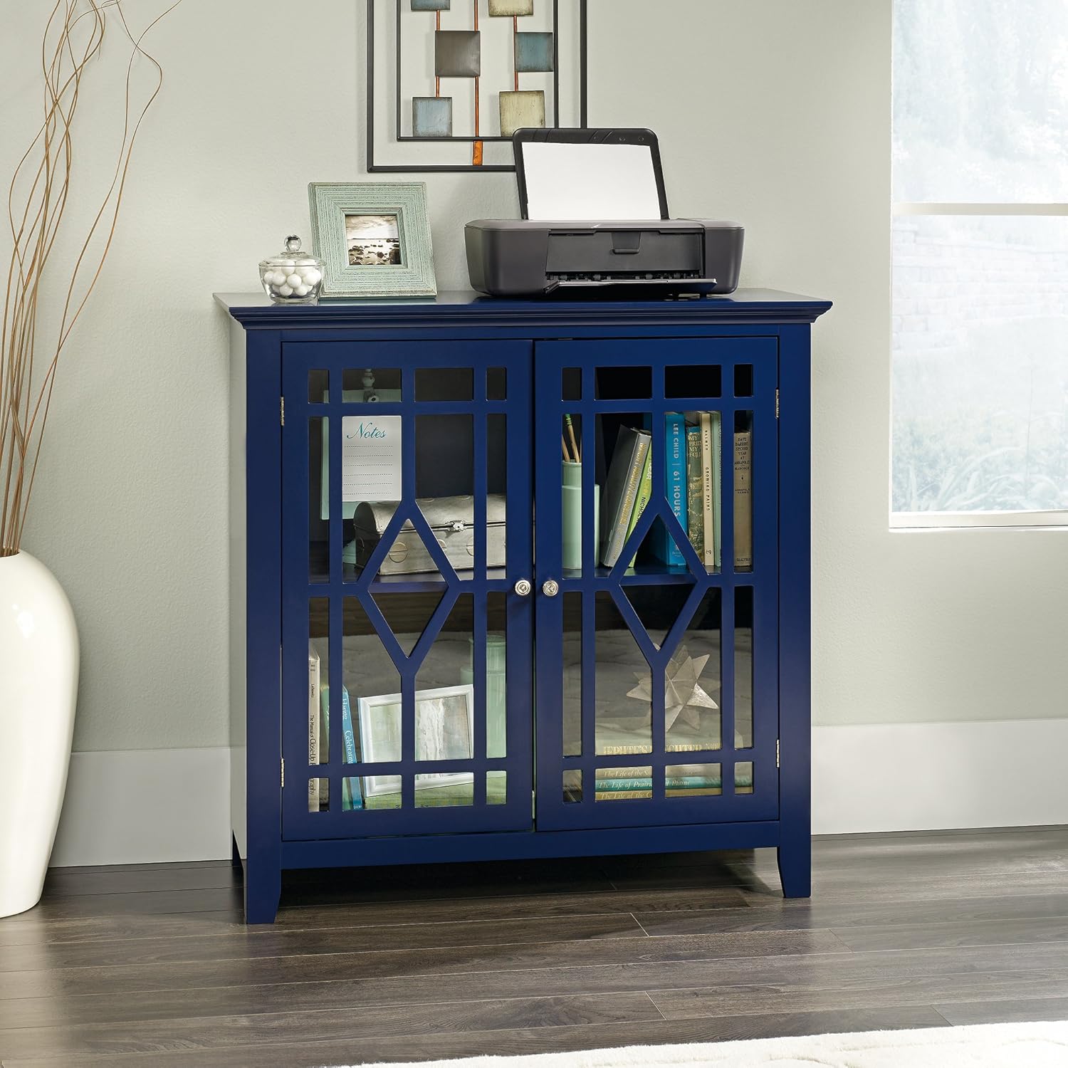 Sauder Shoal Creek Display Cabinet, Indigo Blue finish: Kitchen & Dining