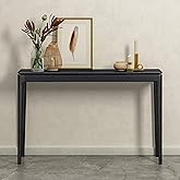 NTC Mingle 47-Inch Console Table, Modern Solid Wood Entryway Table with Hidden Drawer, Waterproof & Heat Resistant, Narrow Table for Hallway, Living Room & Foyer, Burnt Black
