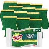 Scotch-Brite Heavy Duty Scrub Sponges, 12 Pack | Kitchen Sponges for Cleaning Home, Bathroom, Effective + Gentle Dish Scrubber, Safe on Nonstick surfaces