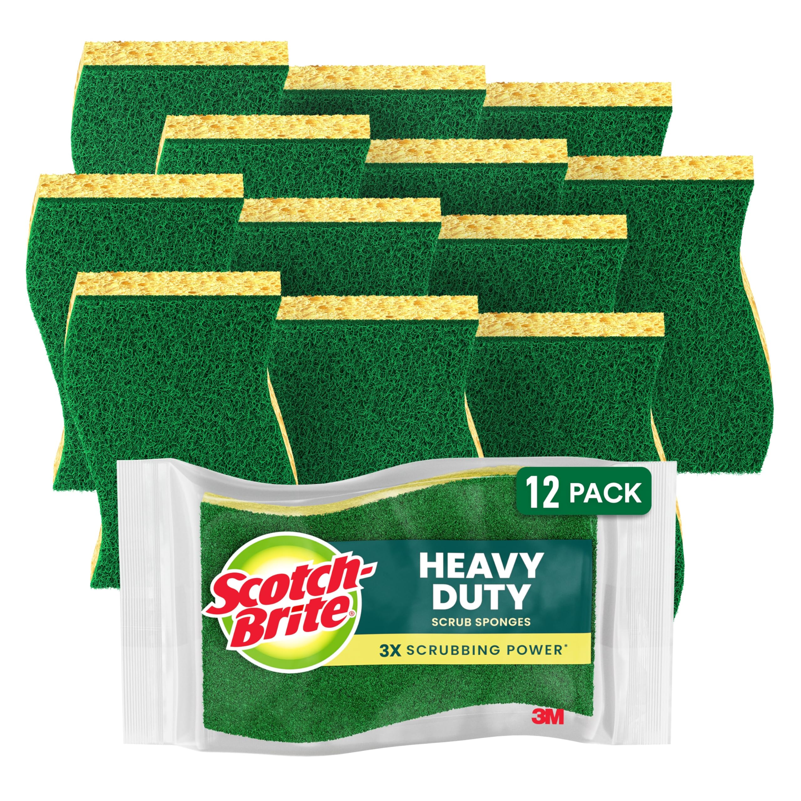 Scotch-Brite Heavy Duty Scrub Sponges, 12 Pack