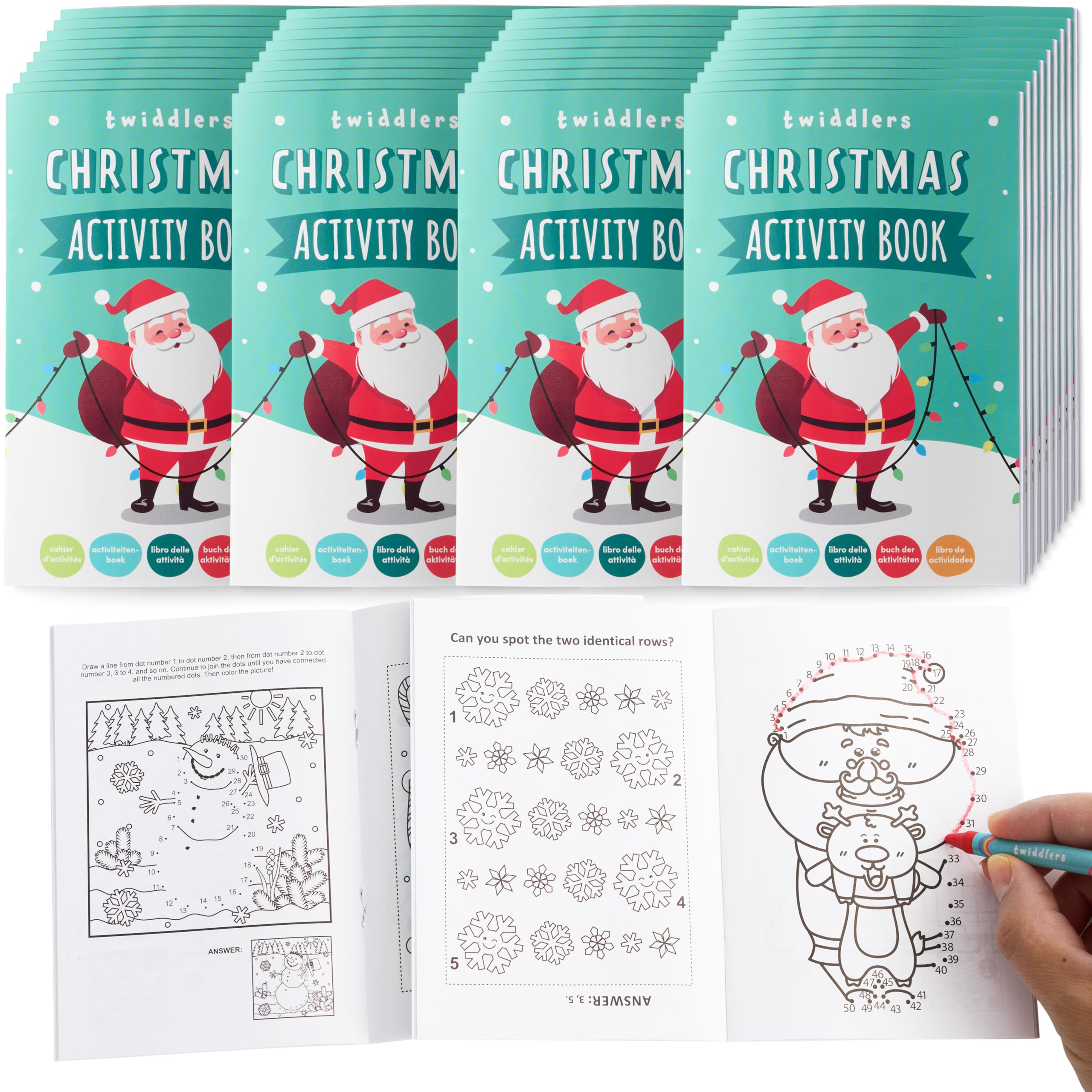 THE TWIDDLERS - 36 Mini Christmas Puzzle Books, A6 Size - Perfect as Party Bag Fillers for Kids, Stocking Fillers, Favours & Christmas Classroom Prizes