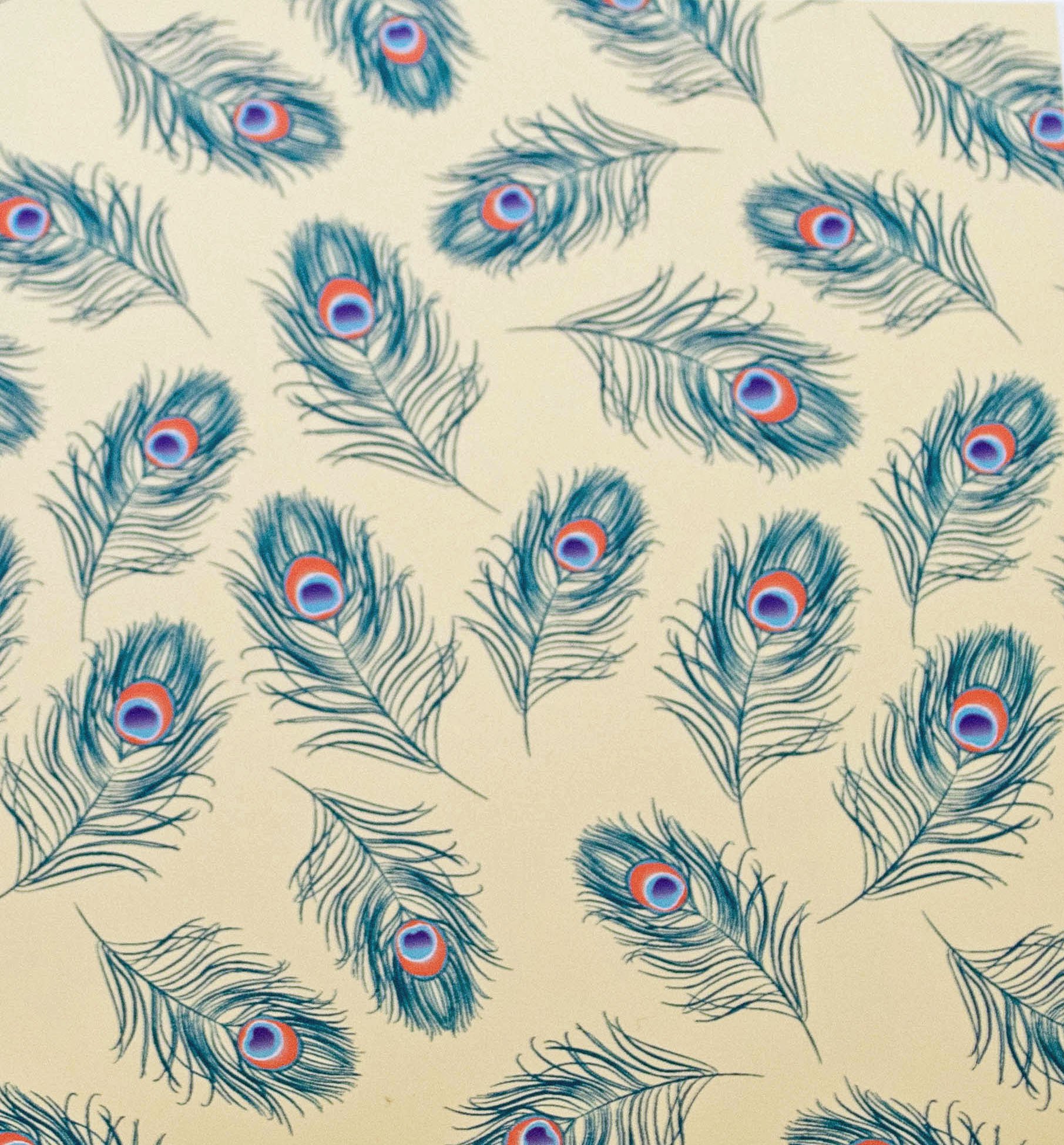 Peacock Feathers suttons Printed Patterned Tissue Wrapping Paper Luxury 5 Sheets