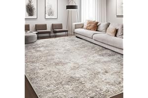 DMOYEST Area Rug Living Room Rugs - 9x12 Abstract Large Soft Indoor Washable Rug Neutral Modern Low Pile Carpet for Bedroom Dining Room Farmhouse Home Office - Brown