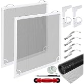 FIFIFO 2 Packs Window Screen Frame Kit 48inX48in Fiberglass Window Screen Replacement Kit Includes Full Set of Tools Suitable for Windows，Framed Mesh Replacement Window Screens, Home, Patio