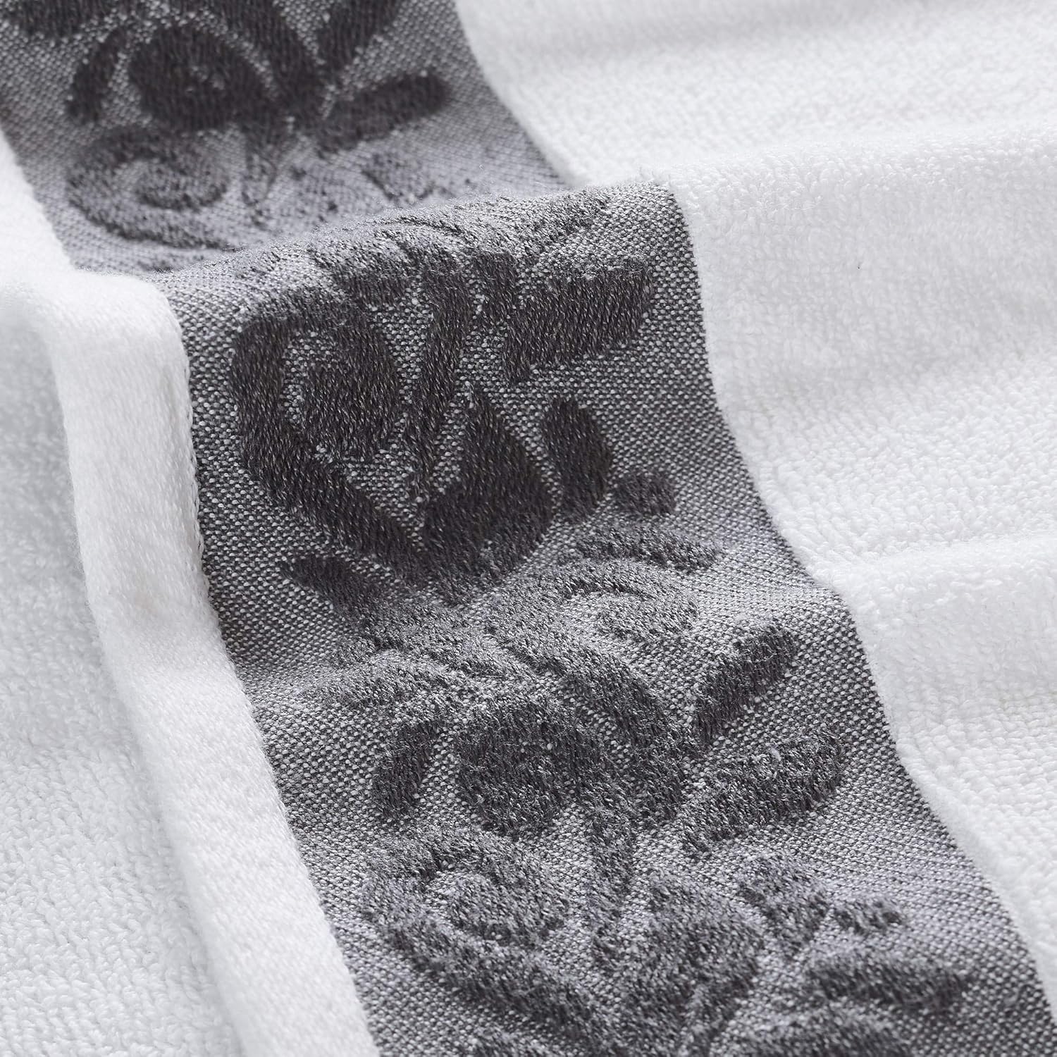 Amrapur Overseas 600 GSM 6-Piece Towel Set with Filgree Jacquard Border, Silver: Home & Kitchen
