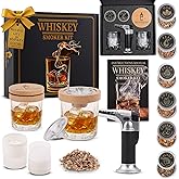 Whiskey Smoker Kit with Torch – 6 Wood Chip Flavors & 2 Glasses – Cocktail Smoker Infuser Set for Old Fashioned and Bourbon– Valentine Gifts for Men, Dad, Husband and Boyfriend(Butane Not Included)