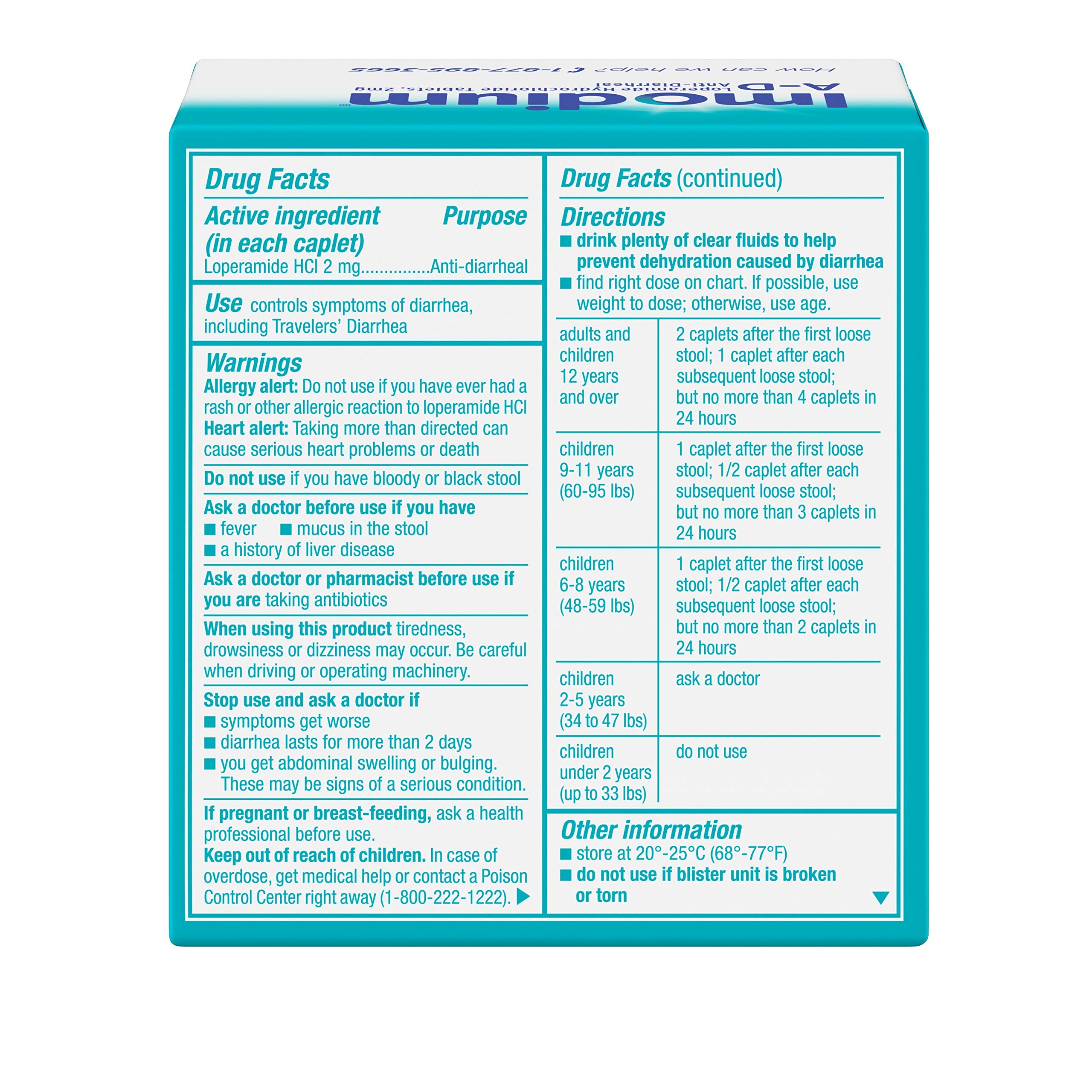Imodium AD Diarrhea Relief Caplets, Loperamide Hydrochloride Anti