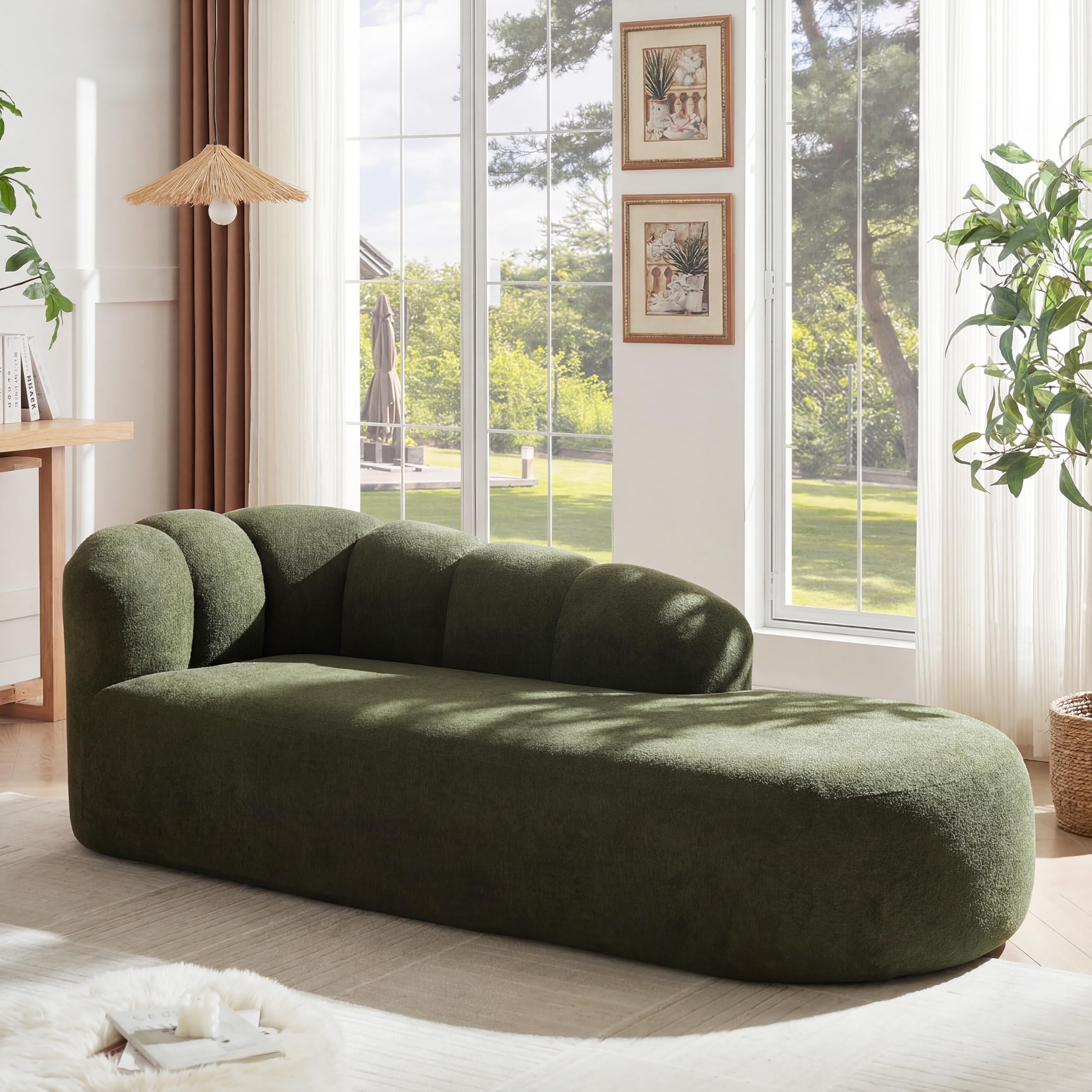 Photo 1 of Christopher Knight Home Presie Upholstered Boneless Chaise Lounge Chair Indoor, Comfy Chaise Lounge Sofa for Bedroom, Modern Home Sofa Living Room, No Assembly Required, Olive Green