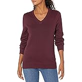 Amazon Essentials womens 100% Cotton Long-sleeve V-neck Sweater