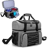 DSLEAF 2 Bowling Ball Bag &amp; Bowling Tote with Wooden Cup, Bag Only | Bowling Bag with Padded Dividers, Holds 2 Balls, A Pair of Bowling Shoes Up to Mens 16 and Extra Essentials