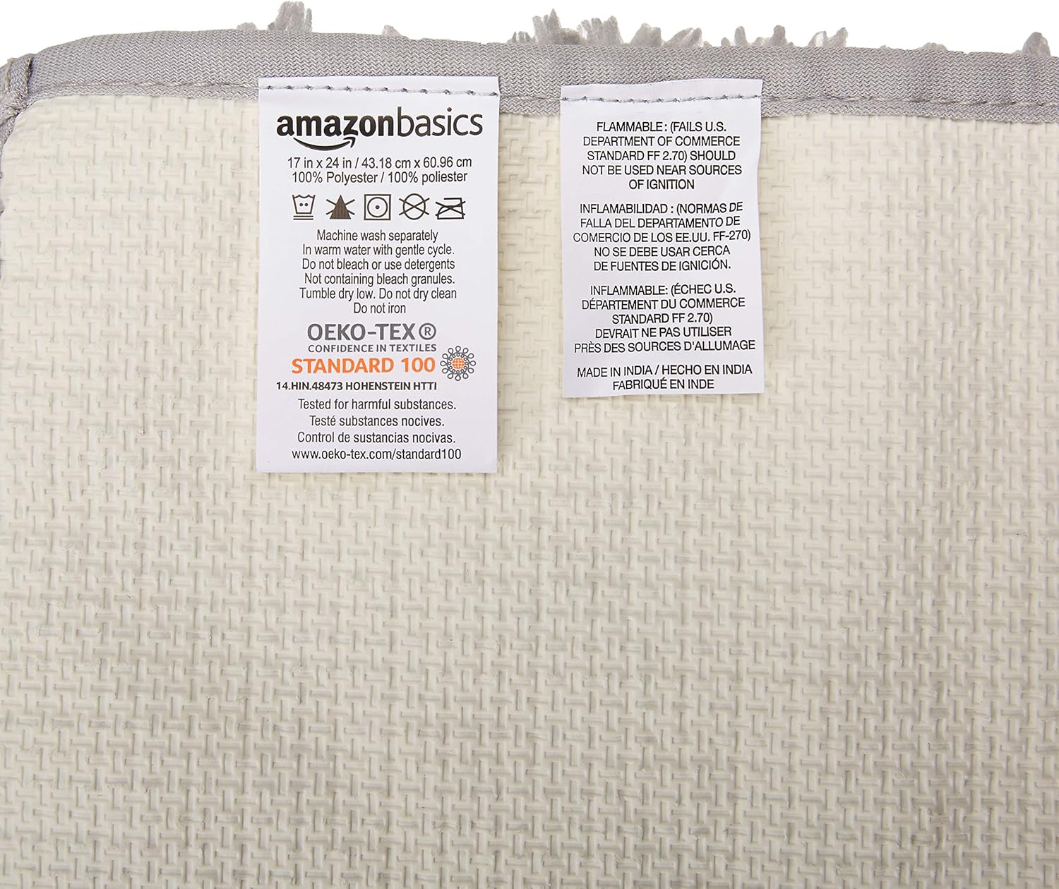 Basics Performance Bath Rug, 17" x 24", Soft Silver: Home & Kitchen