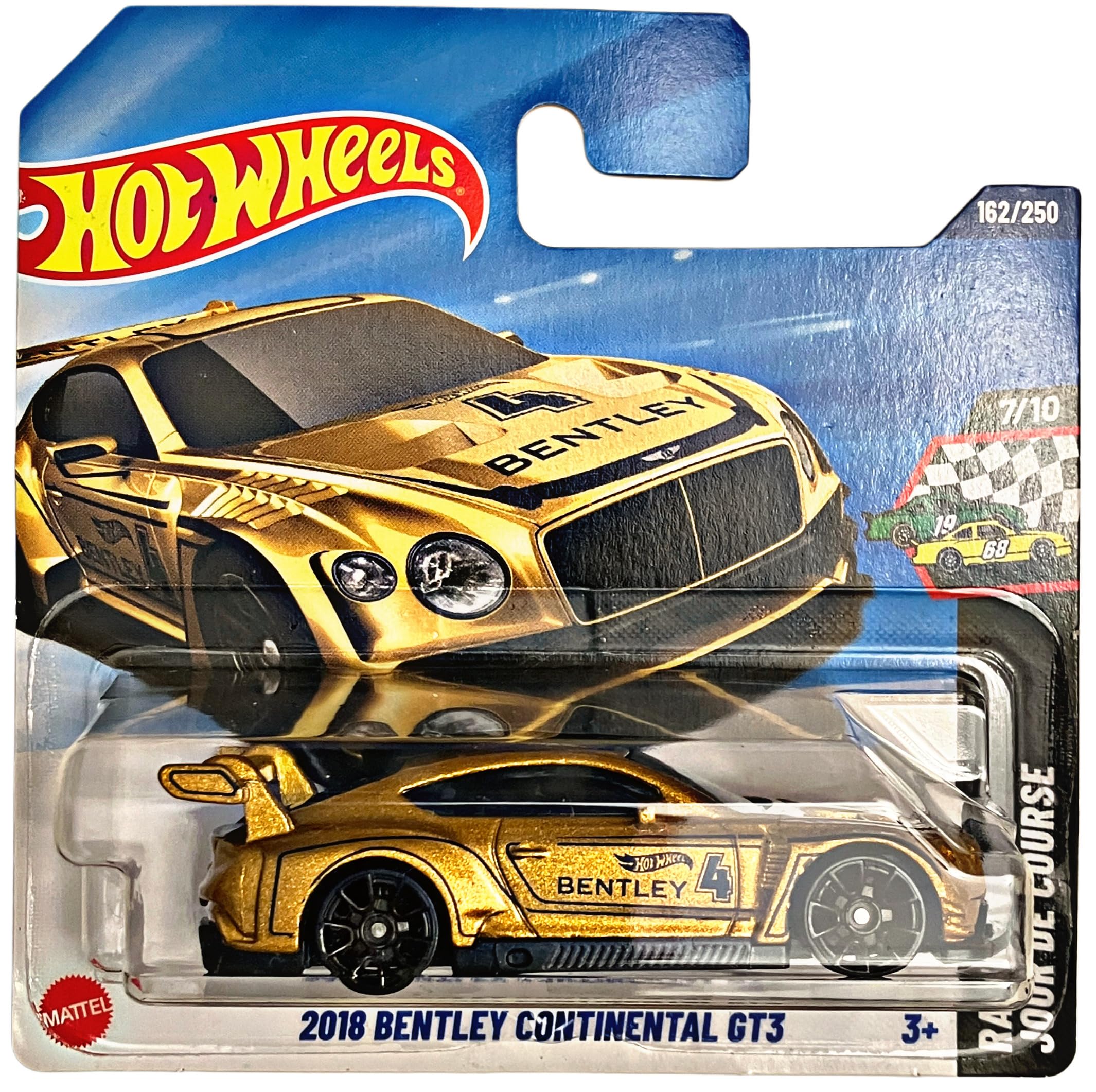 Hot Wheels 2018 Bentley Continental GT3 Die-Cast Model Car, Black and Gold, 1:64 Scale