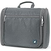 PAVILIA Large Hanging Toiletry Bag Travel Bag Women Men, Cosmetic Organizer, Water Resistant Makeup Bag Accessories Toiletries, Travel Essentials Kit, Grey