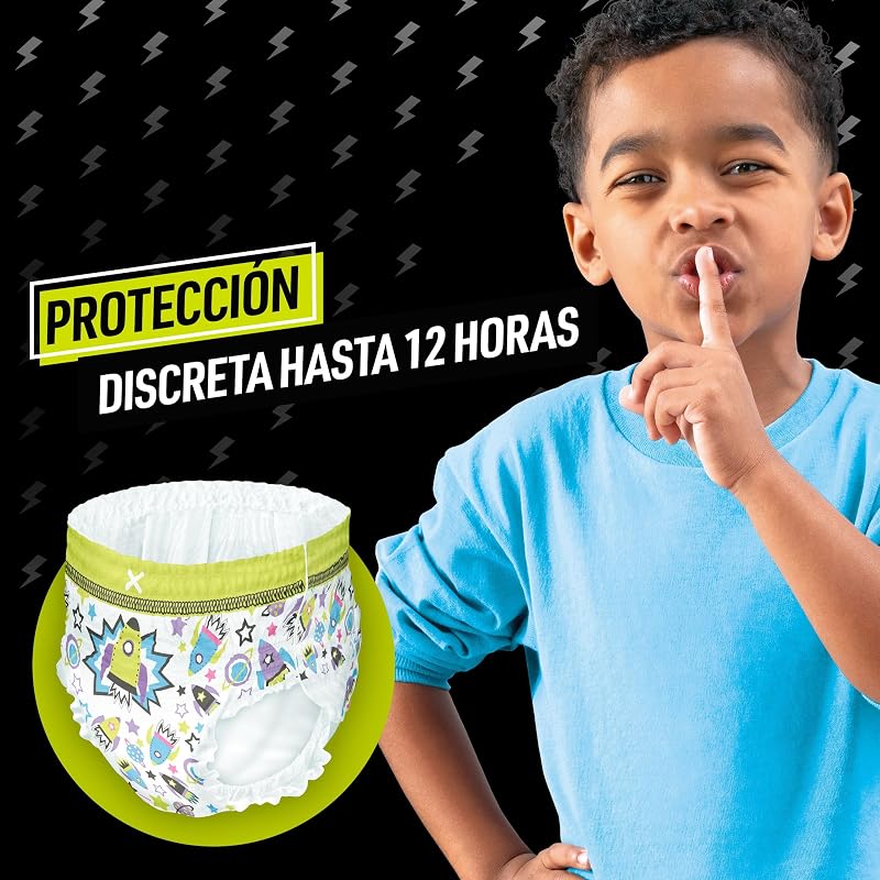 Fraldas Ninjamas-Cuecas, tamanho 8-12 anos (27-43 kg), fraldas tipo cuecas 45, fralda noturna com naves espaciais, proteção contra fugas durante toda a noite