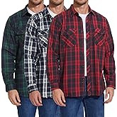 Dalavch 1/3 Pack Long Sleeve Flannel Shirt for Men Casual Plaid Button Down Shirt with Pockets