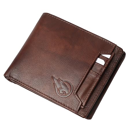 Genuine Leather RFID Blocking Men's Wallet - Antique Brown