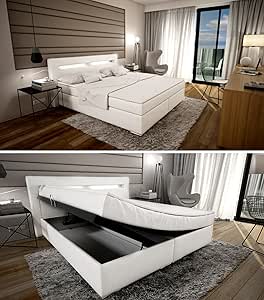 SAM® Cama boxspring Sidney 180x200 cm con LED, colchón con muelles