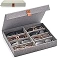 ZICOTO Beautiful Sunglass Storage Organizer For 8 Pairs - Stylish Case/Holder Displays Your Glasses And Protects From Dust