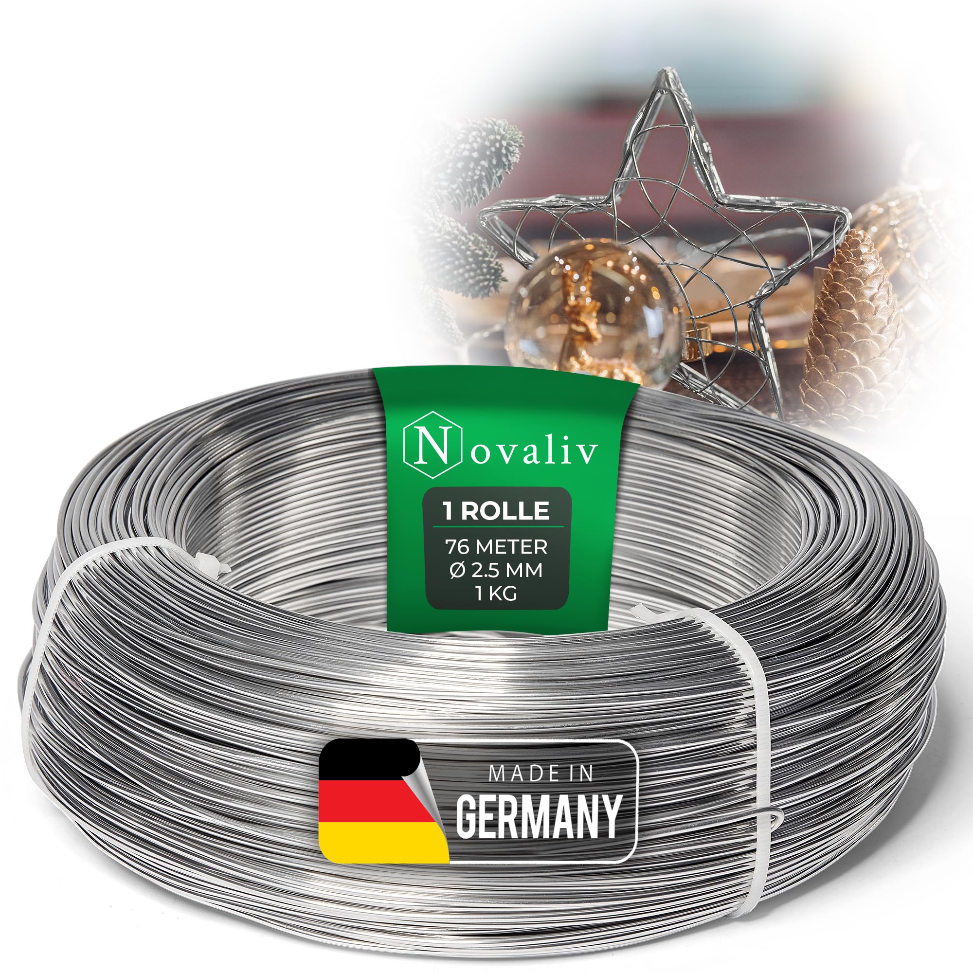 Novaliv Aluminium Wire Diameter 2.5 mm I Craft Wire Silver I Aluminium Wire for Crafts Flower Wire Metal Wire Bending Wire Jewellery Wire
