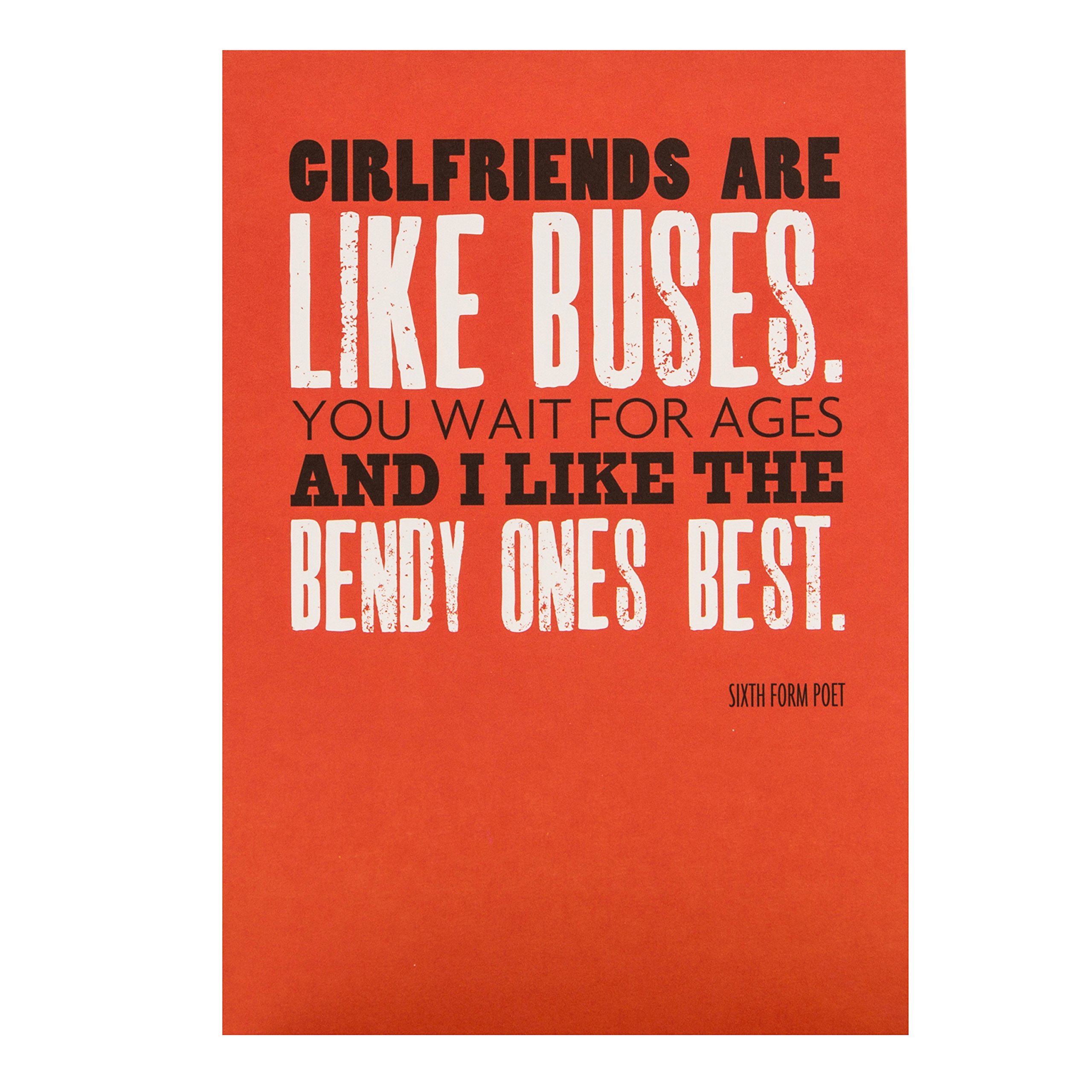 Hallmark Shoebox Comedy Card Sixth Form Poet 'Girls & Buses' - Medium