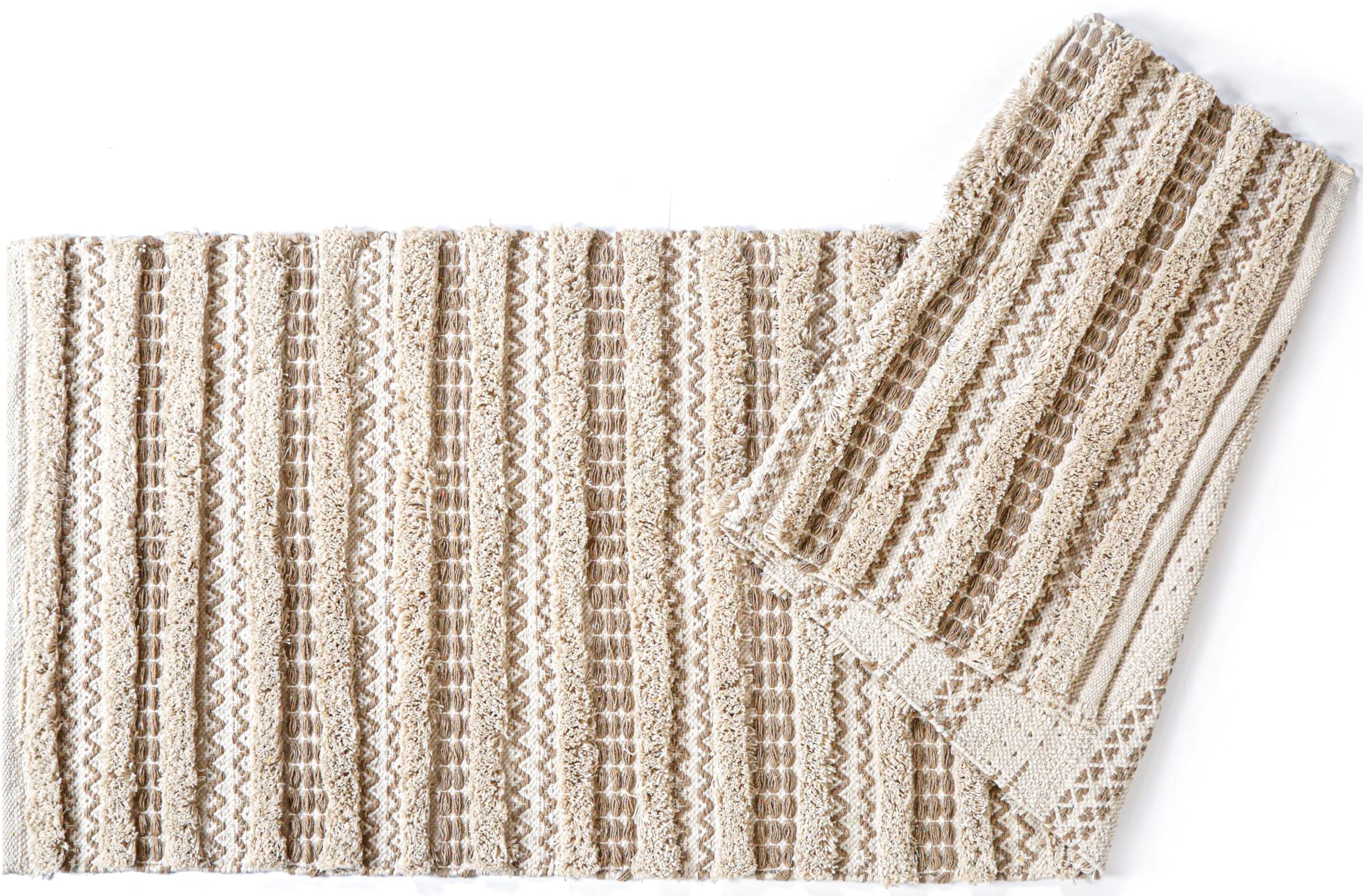 Photo 1 of Bedding Craft Runner Rug 2x6' Washable Kitchen Rugs with Tassels Indoor Farmhouse Rugs for Bedroom Aesthetic Tufted Rug for Laundry Room Doorway Living Room_Off White Natural