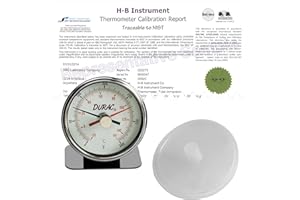 H-B DURAC Maximum Registering/Autoclave Bi-Metal Thermometer; -20 to 150C (0 to 300F), Individual Calibration Report (B60215-