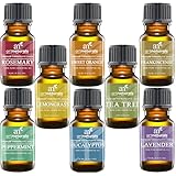 ArtNaturals Aromatherapy Top 8 Essential Oils, 100% Pure of The Highest Quality, Peppermint/Tee Tree/Rosemary/Orange/Lemongrass/Lavender/Eucalyptus/Frankincense, Therapeutic Grade