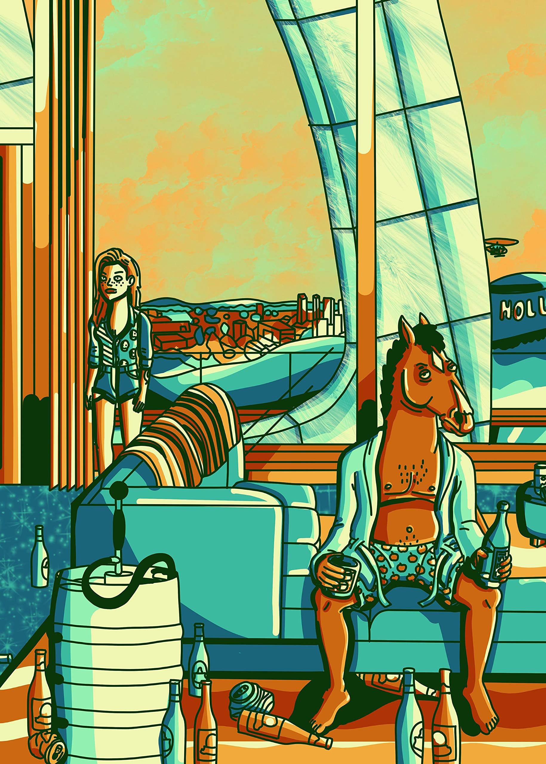 BoJack Horseman Poster, BoJack Horseman Artwork, BoJack Horseman Print, Movie Art, Wall Art, BoJack Horseman Cartoon, BoJack Horseman TV Series, BoJack Poster, BoJack Horseman Beer
