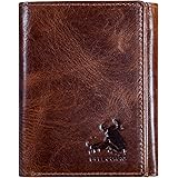 BULL GUARD Best Leather Men's RFID Trifold Wallet With ID Great Outdoor Wallet