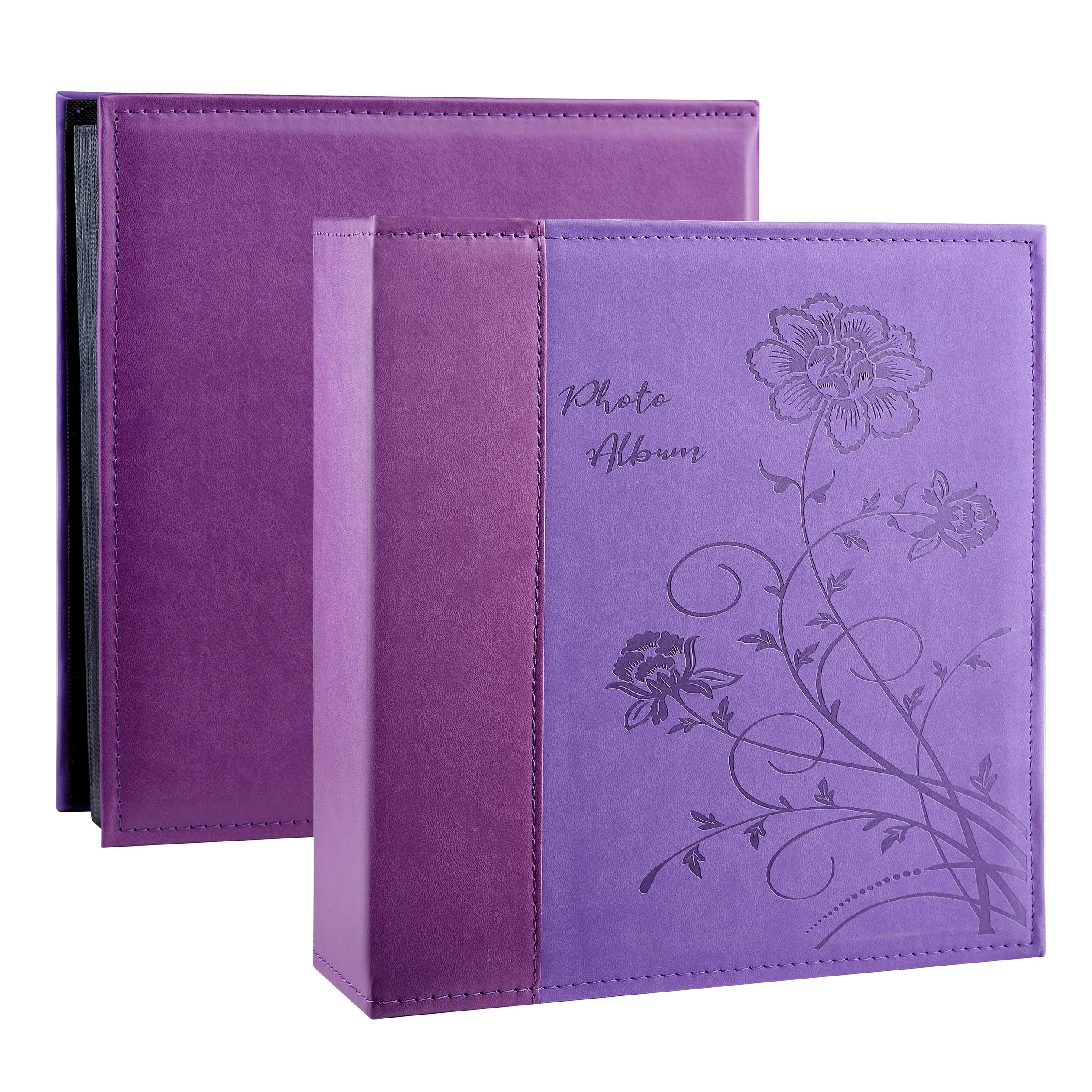 Miaikoe Photo Album 6x4 600 Photos Slip in, Extra Large Capacity Leather Cover Wedding Family Picture Albums Holds 600 Horizontal and Vertical 10x15cm Landscape Photos(Purple)