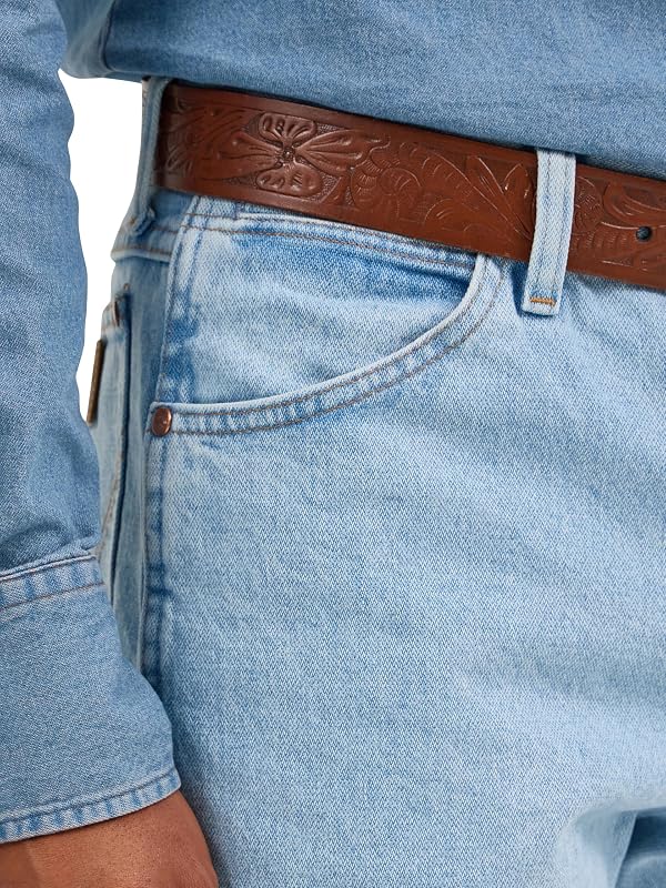 Jeans para Hombre Azul Hebilla Dorada blanqueada. 42W/30L