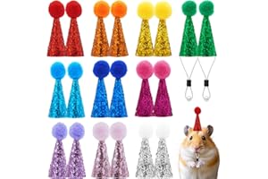 JpGdn 20PCS Mini Party Hats for Chick Ducks Hamster Lizard Small Animals With Pom Poms for Birthday Party Holidays