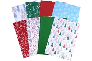 SUNCOLOR Christmas Tissue Paper, 80 Sheets, 20x20 Inch, 8 Designs, Holiday Patterns, Red Green Blue White, Gift Wrapping Packaging