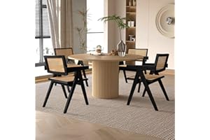 SIMTONAL Round Dining Table for 4, Pedestal Kitchen Table Farmhouse Dinner Table, Modern Kitchen Table with Solid Wood Base for Dining Room Kitchen, Living Room, 47''L x 47''W x 29.9''H(Only Table)