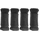 Ciweisah Boat Dock Lines 4 Pack 3/8" x 20FT Boat Lines Nylon Marine Rope for Boats Double-Braided Bumper Rope Boat Lines for Docking Boat Lines Dock Ties