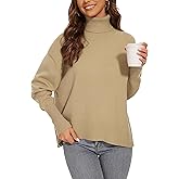 BERESIA Women's Turtleneck Sweater Long Sleeve Casual Ribbed Pullover 2025 Fall Winter Loose Knit Jumper Top
