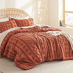 Bedsure Tufted Boho Comforter Set Full - Terracotta