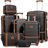 Joyway Luggage Set 7 Piece Suitcase Sets with Spinner Wheel,Hardside Expandable Travel Laggage with TSA Lock(18/20/24/28 Black)