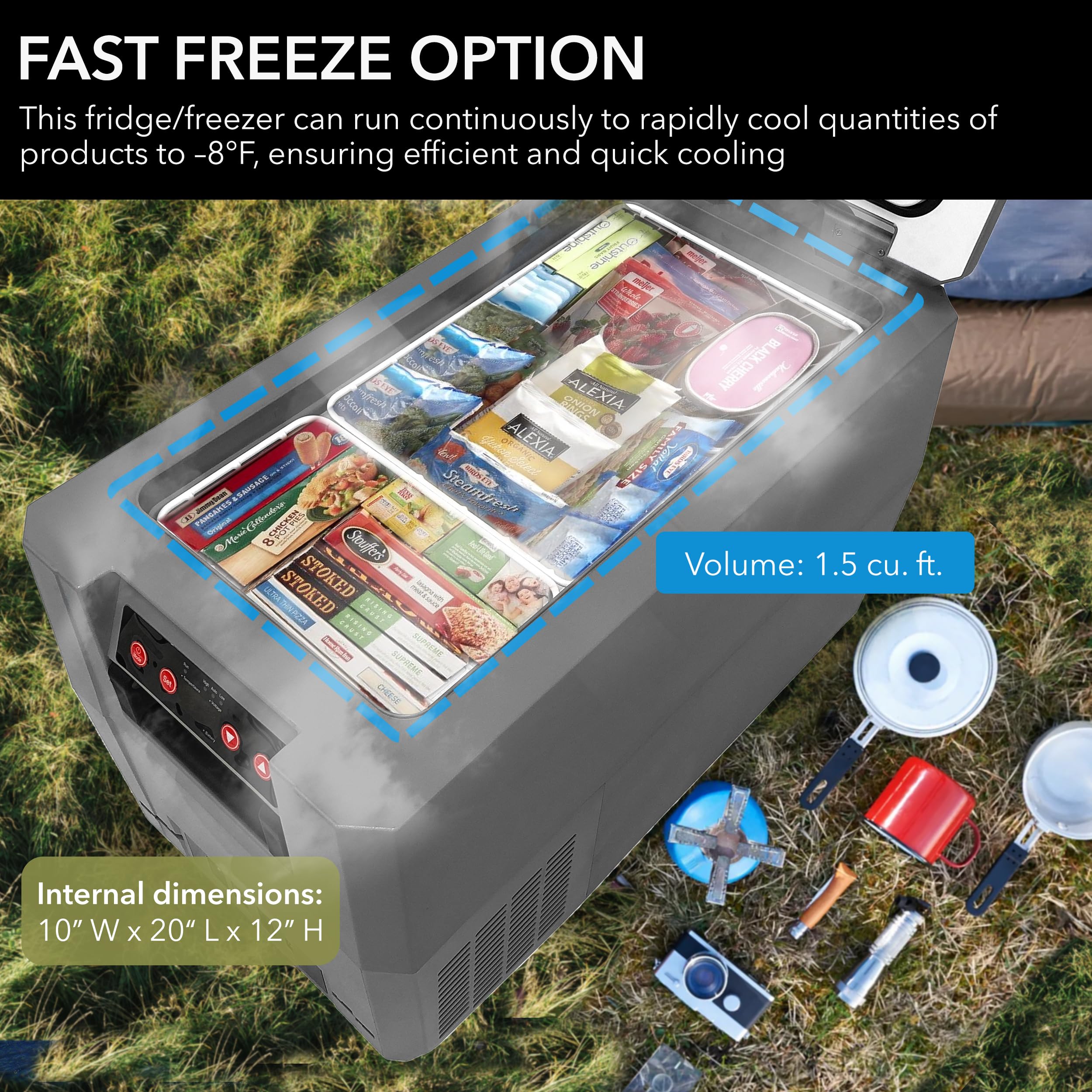 Whynter FMC-350XP 34 Quart Compact Portable Refrigerator, AC 115V/ DC 12V Real Freezer for Car, Home, Camping, RV-8°F to 50°F, One Size, Gray