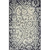 Maples Rugs Exeter Floral Area Rugs – Made in USA – Washable, Non Slip Indoor Carpet for Entryway, Foyer, Kitchen, and Bathro