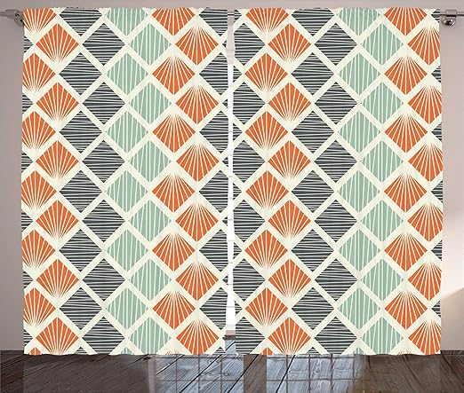 Amazon Com Ambesonne Geometric Curtains Pop Art Style Retro