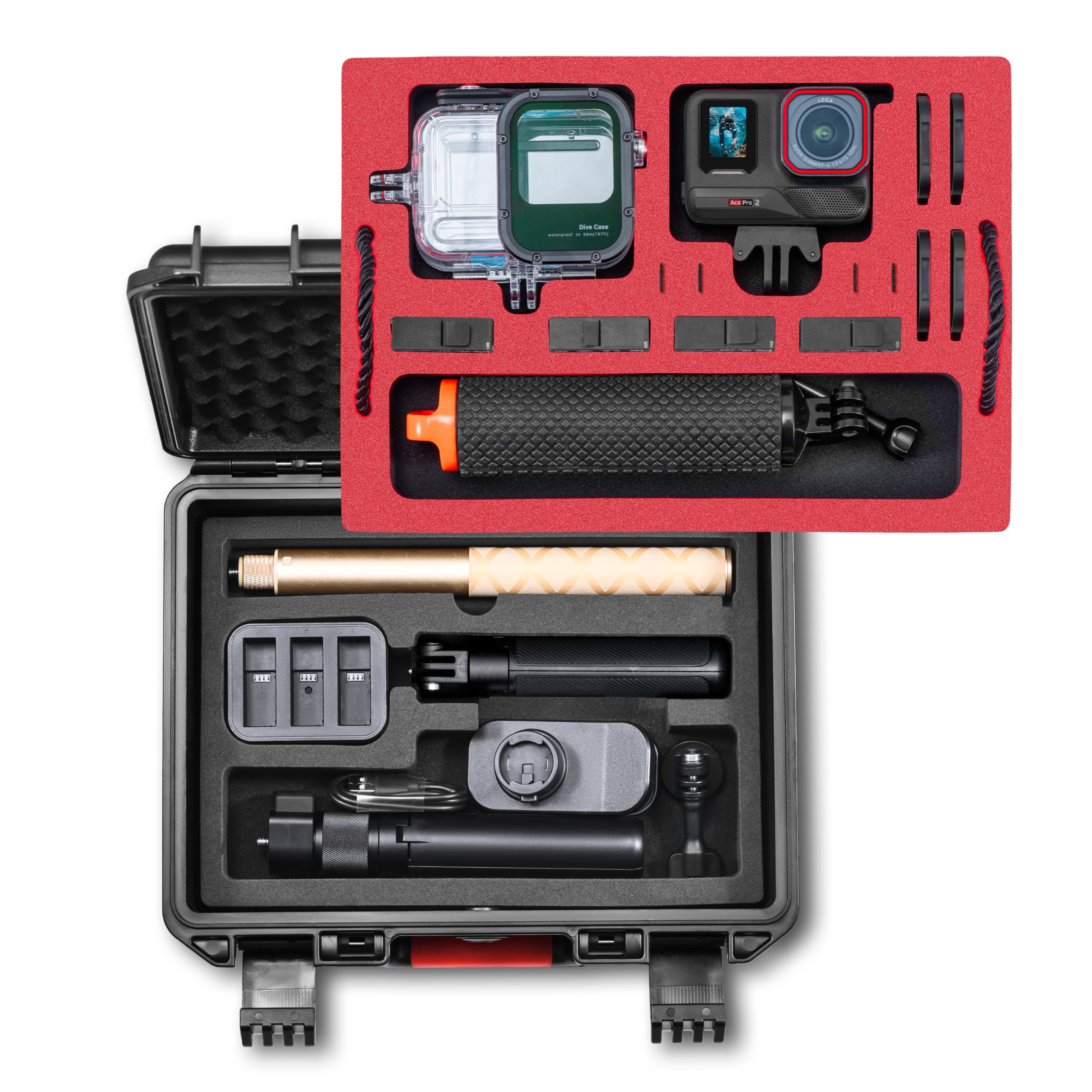 Photo 1 of STARTRC VCR Hard Case for Insta360 ACE Pro 2, Double Layers IP67 Waterproof Shockproof Large Capacity Carrying Compatible for Insta 360 ACE Pro 2 Dive Case Accessories, Elegant Black