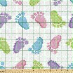Ambesonne Cartoon Fabric by The Yard, Footprints