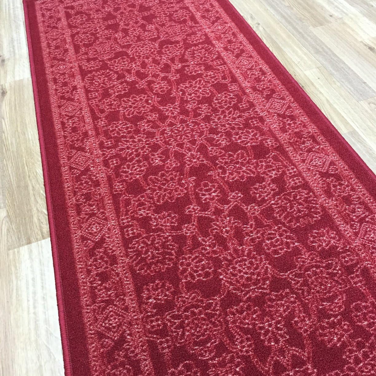 Custom Size RED Egyptian Print Traditional Persian Rubber Backed Non-Slip Hallway Stair Runner Rug Carpet 31 inch Wide Choose Your Length 31in X 6ft