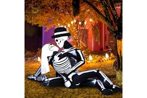 Funflatable 8.5 FT Giant Halloween Inflatables Cuddling Skeleton Couple Lovers Outdoor Decorations, Halloween Blow Up Yard Decorations with Built-in LED Lights for Yard Lawn Garden Decor