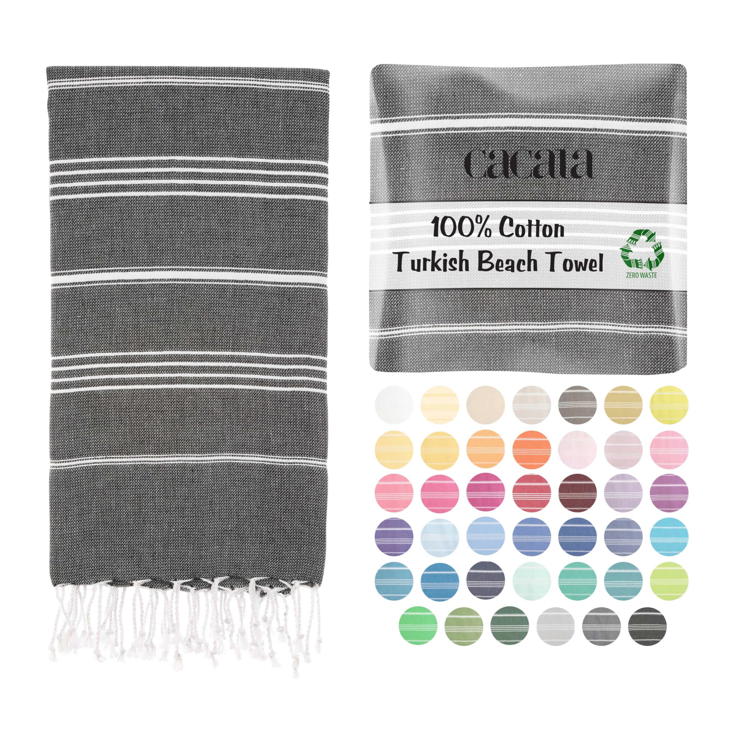 Cacala Turkish beach towel quick dry and lightweight Best for bath, gym, yoga, swimming and camping,Black,37" x 70"