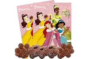 ZOMPOZ Princess 2024 Advent Calendar, 2-Pack, 24 Day Countdown to Christmas with Milk Chocolate Candies, Holiday Activities, 1.76 Ounces