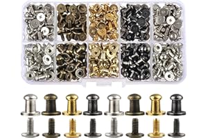 YORANYO 150 Sets 8x5x8MM Mixed Color Button Spikes and Studs Kit Round Head Screw Back Leather Craft Rapid Rivet Punk Stud and Spike for Clothing Shoes Belts Bags Dog Collars Rivets 5/16 Inch
